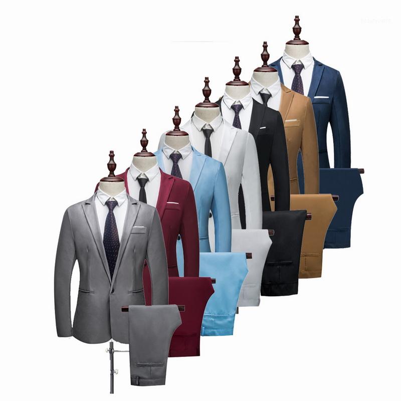 VERTVIE 2018 Brand Men Suit Fashion Solid Suit Casual Slim Fit 2 Pieces Mens Wedding Suits Jackets Male Plus Size 3XL1