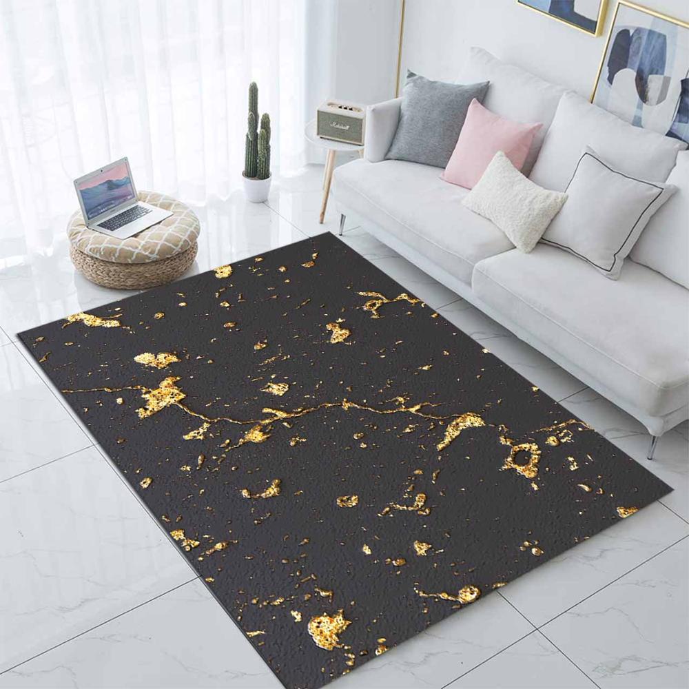 

Else Black Golden Yellow Scandinavian Nordec 3d Print Non Slip Microfiber Living Room Modern Carpet Washable Area Rug Mat, As pic