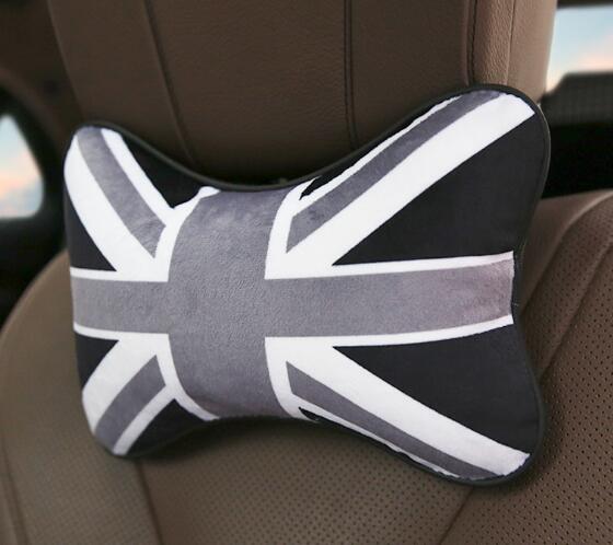 

2 Pieces Car Interior Cushions 3 Patterns Headrests pillow English Flags Waist Back Selected Leather For Mini Cooper
