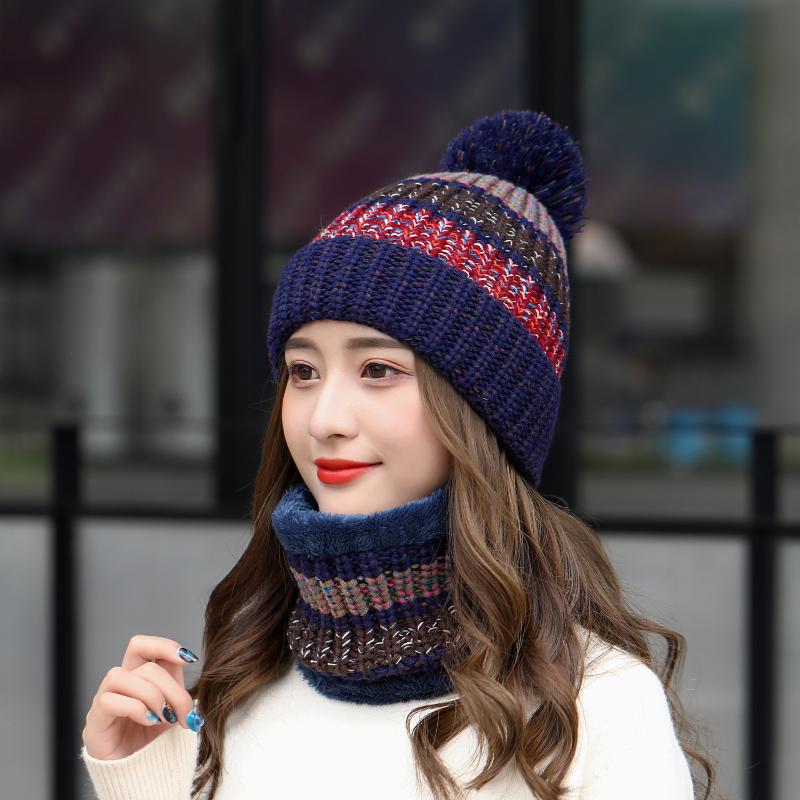

2020 High Quality Women's Winter Knit Hat Autumn Winter Wool Cap Fashion Women's Hat Balaclava Two-piece Men's Wholesale