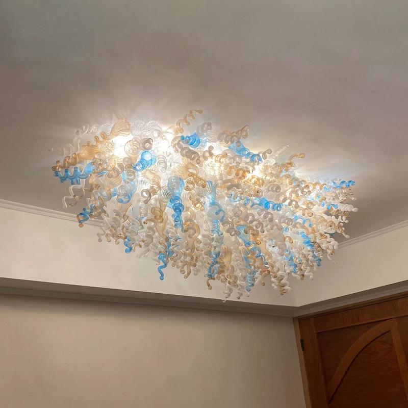 

Modern Ceiling Chandelier Flowers Dining Room Table Top Bathroom Kitchen Surfaced Mounted Murano Glass LED Ceiling Light