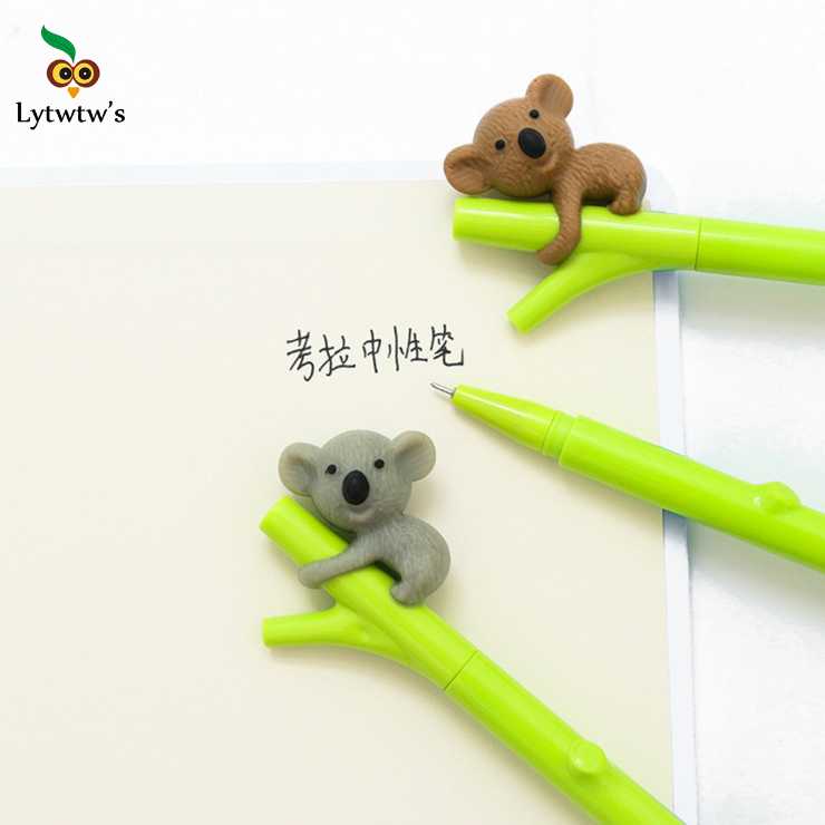 

2 Pieces Lytwtw's Korean Stationery Cartoon Cute Bear Pen Advertising Gel Pen School Fashion Office Kawaii Supply
