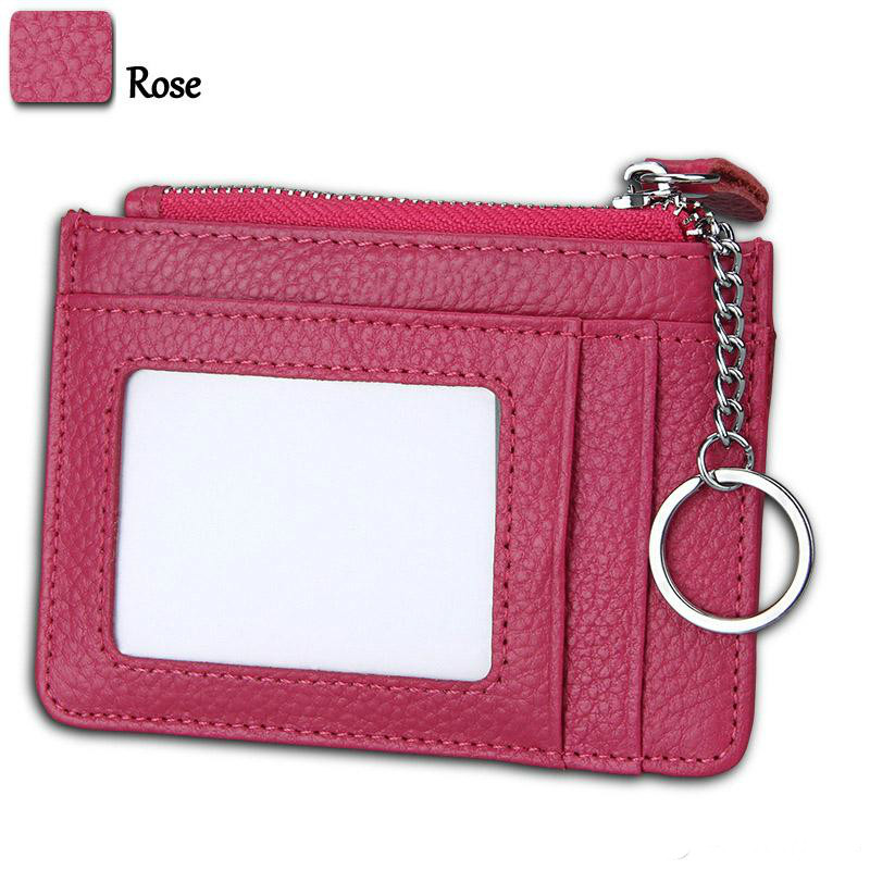 

2019 Unisex Card Holder Genuine Leather Credit ID Card Case Wallet Slim Zipper Pocket Key Organizer Wallet, Brown;gray