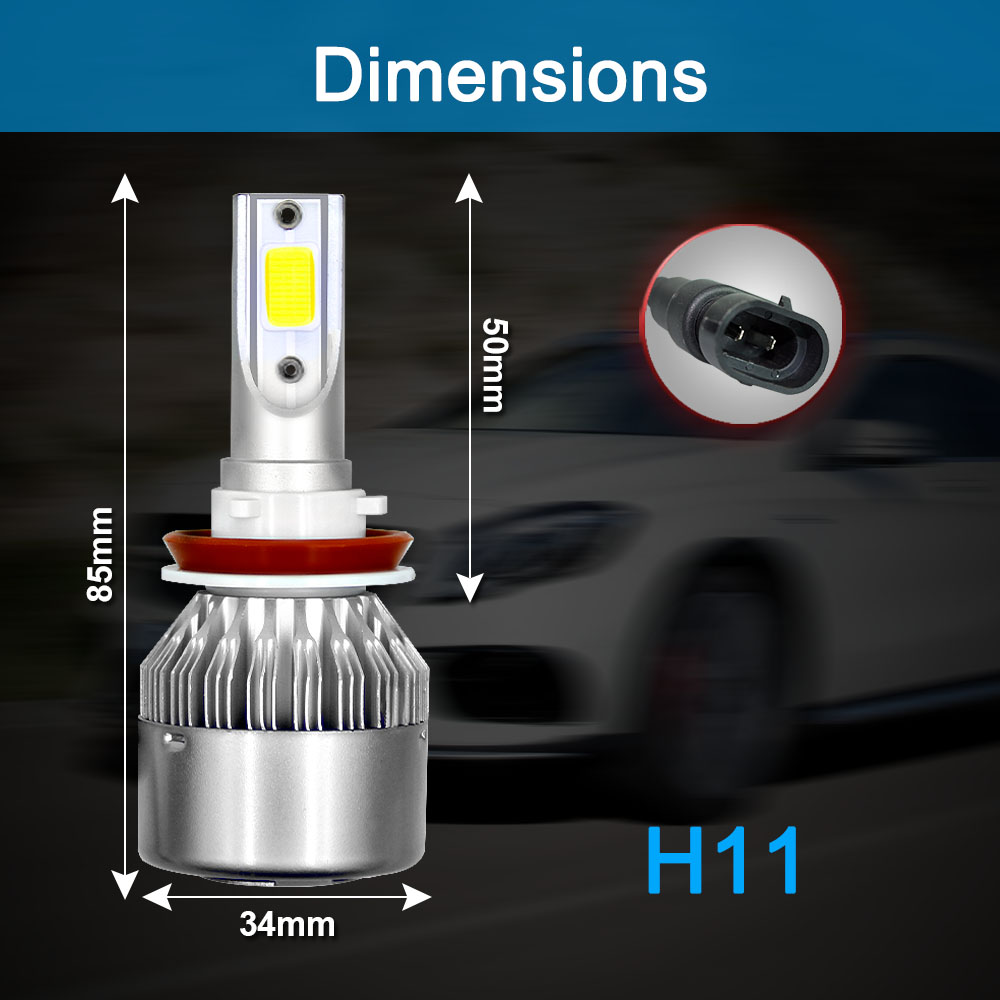 

2Pcs Car Lights Bulbs LED H4 H7 9003 HB2 H11 LED H1 H3 H8 H9 880 H27 9005 9006 HB4 H13 9004 9007 Auto Headlights 72W COB 6000K