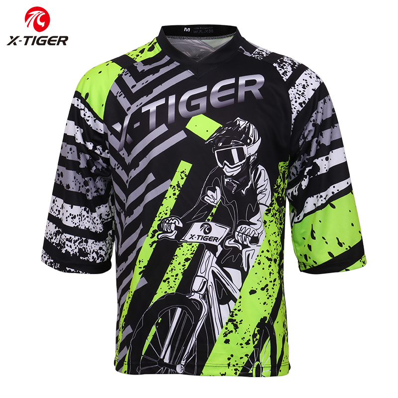 

X-Tiger MTB Downhill Jerseys Mountain Cycling Bike T-Shirt Summer Comfortable Quick-Dry Motocross Jersey Bicycle DH Shirt, As picture