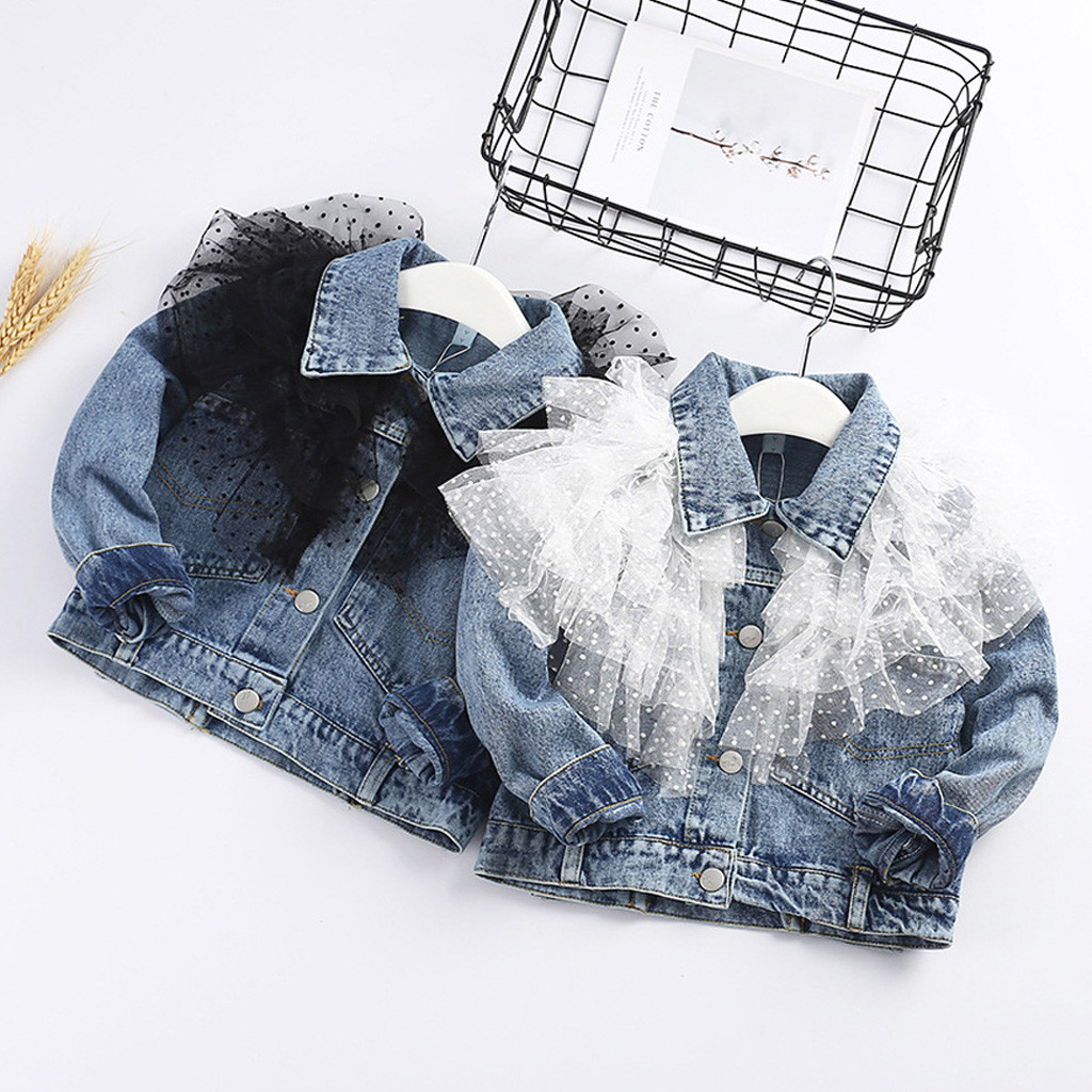 

Spring Girls Denim Jacket Cardigan Coat Lace Kids Jean Outwear Long Sleeve Autumn Children Clothing 2020 New Girls Clothes 1T-5T, 02