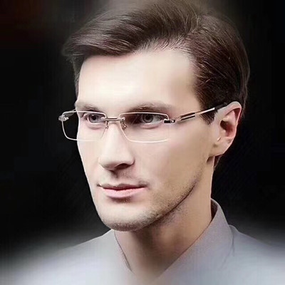 

Unisex Rectangle Rimless Myopia Glasses Frames for Women Men Metal Fashion Transparent Eyeglasses Customize Prescription Lens