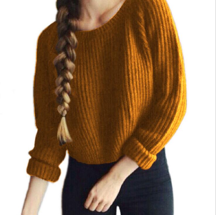 

Autumn winter women sweaters and pullovers korean style long sleeve casual crop sweater slim solid knitted jumpers sweater mujer, Black