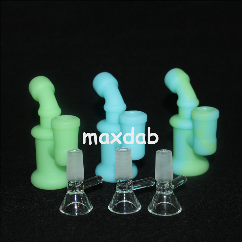 

glow silicone Oil Burner Bubbler water Bong pipe small burners pipes bubbler dab rigs Oil rig for smoking Hot Popular mini heady Bongs