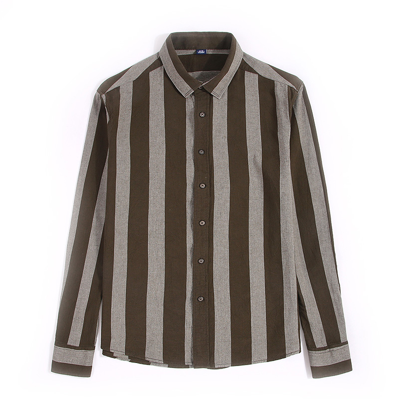 

2020 new Japanese style wide stripe men' shirt personality shirt athletes must-have men' long sleeved street wear cotton, Brown