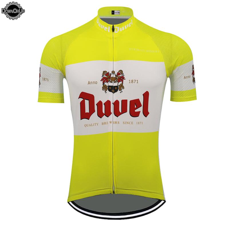 

Yellow beer cycling jersey ropa ciclismo men short sleeve go pro team cycling clothing summer mtb jersey DOWNORUP