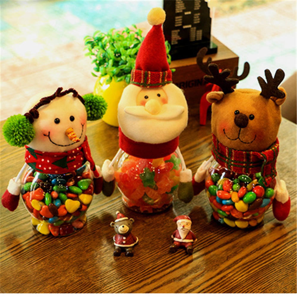 

WS Christmas Snowman Plastic Candy Containers Decorative Candy Bottles Holiday