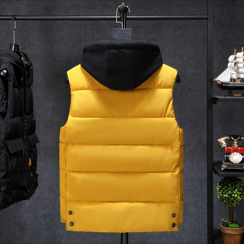 

Winter Jackets Casual Mens Thick Vests Men Hoodie Coats Male Cotton Padded Warm Slim Sleeveless Waistcoat, Gold