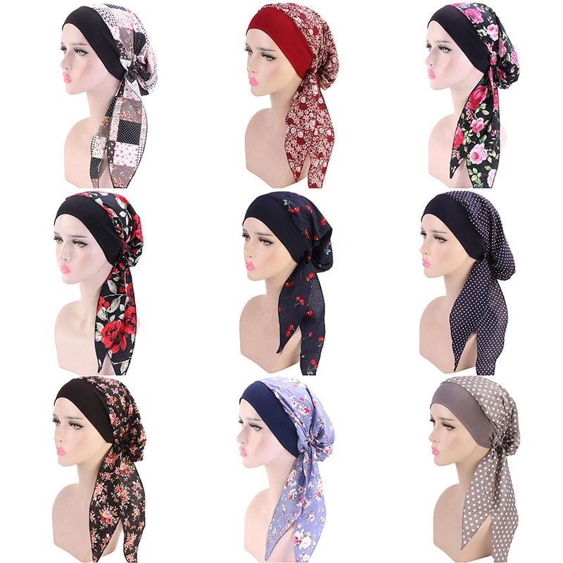

Women Cotton Breathe Hat New Women's Winter Turban Hat Elastic Cloth Head Cap Ladies Hair Accessories Muslim Scarf Cap