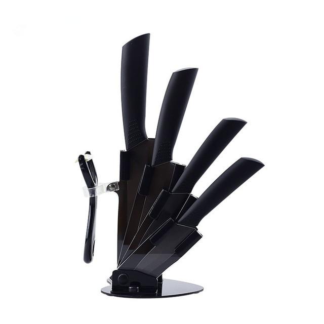 

Kitchen Knives Ceramic Knives Accessories Set 3\" Paring 4\" Utility 5\" Slicing 6\" Chef Knife+Holder+Peeler Black Blade