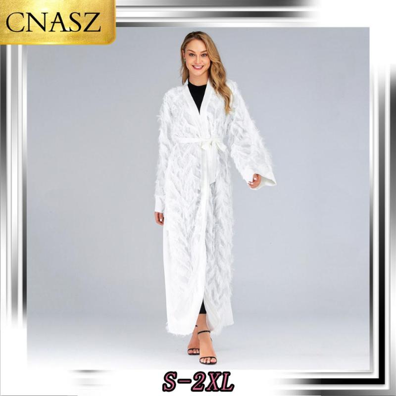 

2020 New Luxury Sequins Abaya Tassels Muslim Maxi Cardigan Middle East Long Robe Gowns Kimono Ramadan Islamic Worship Service