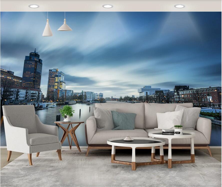 

3d wallpaper custom photo Modern city river scenery tv background living room home decor 3d wall murals wallpaper for walls 3 d, Non-woven wallpaper