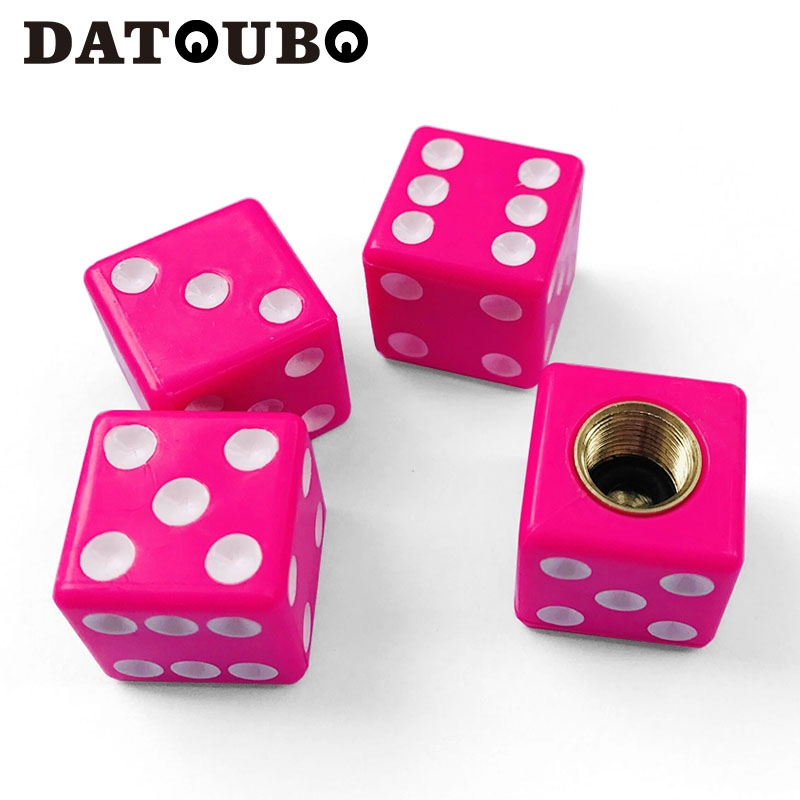 2 X Rosa Dados Polvo válvula Tapas Novedad