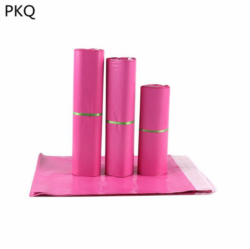 

10pcs 12*16cm/15*19cm/17*25cm/20*30cm/25*35cm Pink Plastic Courier Bag Waterproof Shipping Postal Bag For Delivery Packaging