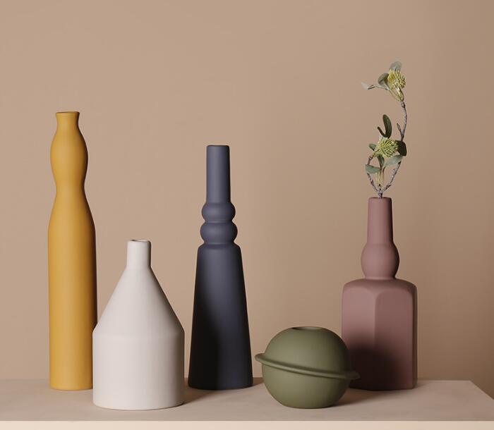 

Ceramic dry flower vase northern European style molandi color creativity INS living room flower arrangement simple home decoration