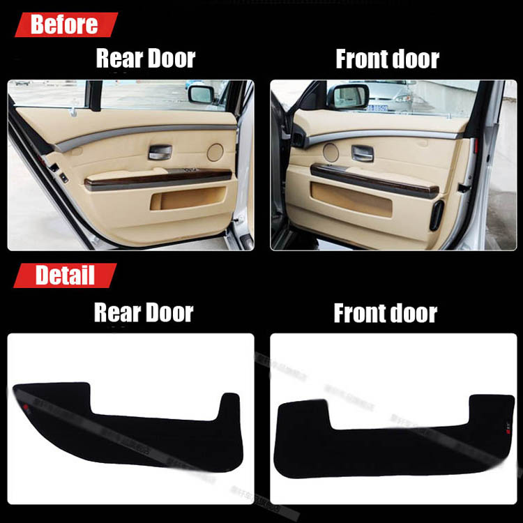 

4pcs Fabric Door Protection Mats Anti-kick Decorative Pads For 7 Series 2004-2008