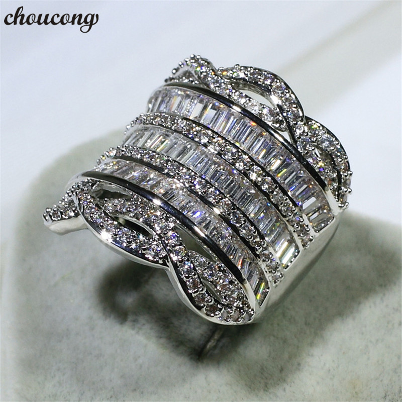 

choucong Luxury Big Ring T shape 5A Zircon Cz 925 Sterling silver Engagement Wedding Band Rings for women men Fashion Jewelry