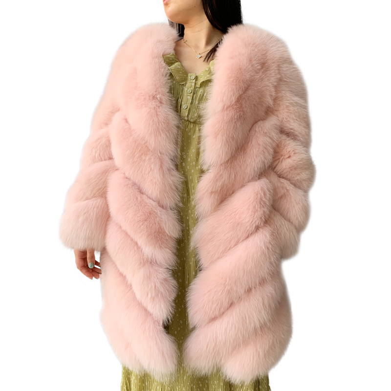 

New Women Warm Real Fur Coat Long Winter Fur Jacket Outerwear Natural Blue Coats Hot Promotion, Black