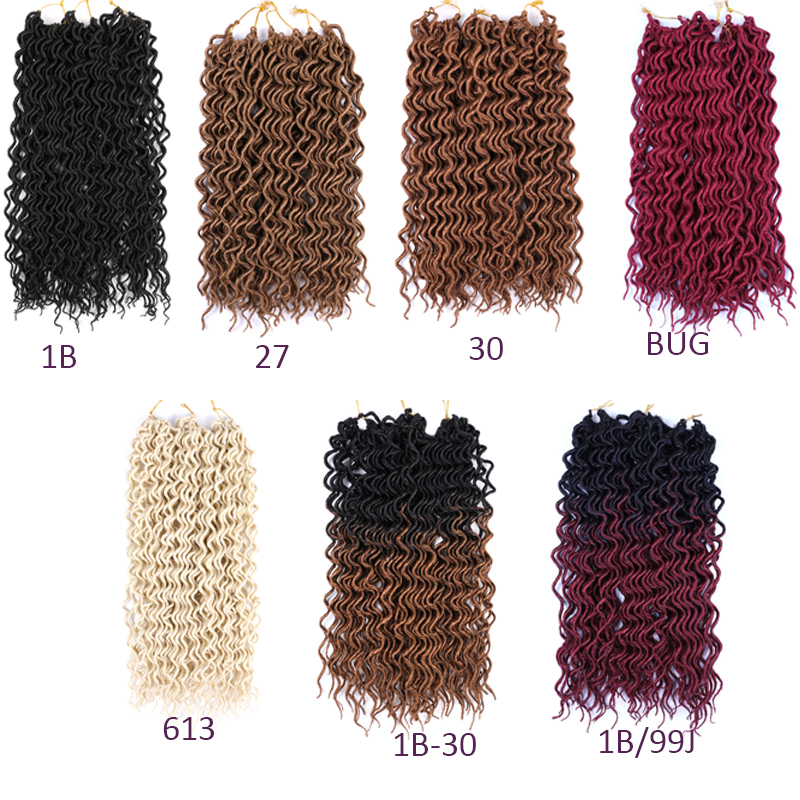 

LANS Synthetic Hair 18inch Ombre Braiding Hair Faux Locs Curly Crochet Hair Extensions 70g/pcs Soft Dreads Crochets Braids Dreadlocks LS19, T1b/30