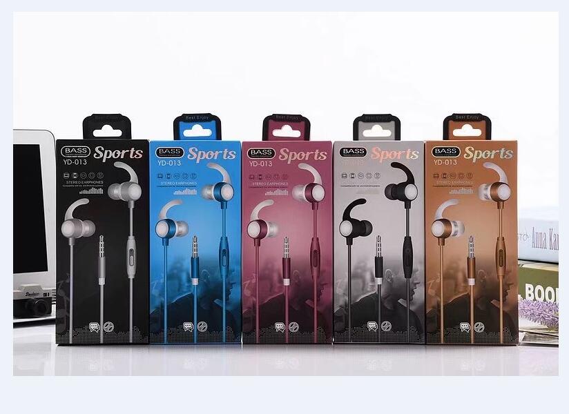 

Wholesale Earhook 3.5mm Sport Wired Earphones Headphone Headset with Mic For Samsung Xiaomi High quality Bass For mobile Phone, Gold