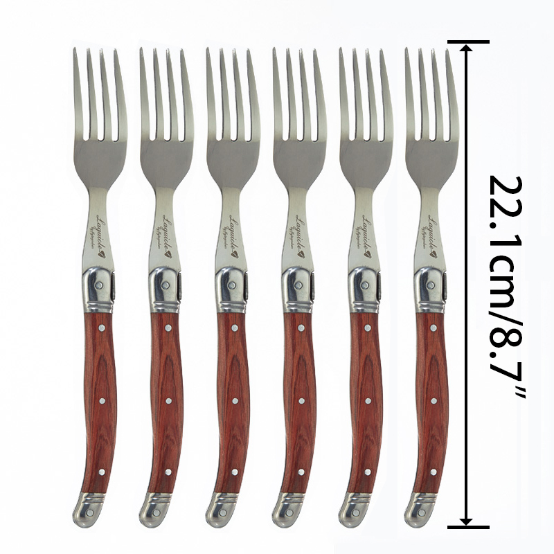 

Steak Forks Stainless Steel Japanese Wooden Dinner Cutlery Table Dinnerware Fork Bar Restaurant Western Kitchen Sets