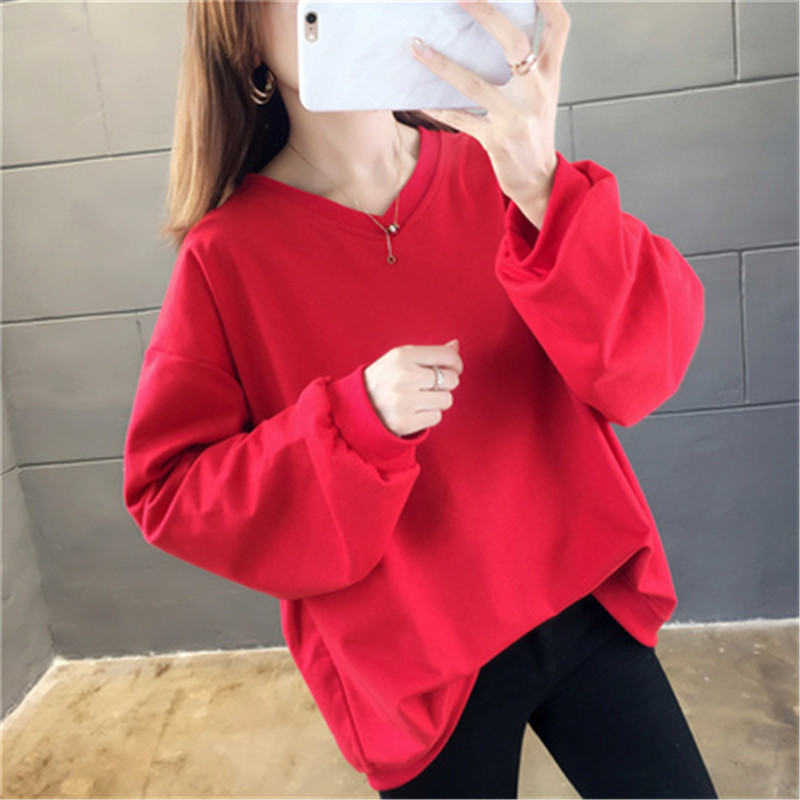 

Plus Size Popular All Match V-Neck Loose Sweatshirts Women Hoodies Tracksuit Sudaderas Mujer Jumper Fashion Autumn New 2019, Purple