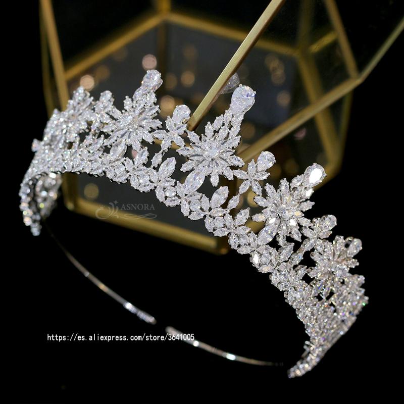 

Other ASNORA 3A Tiaras Zirconia Three-dimensional Flower Crown Shape Wedding Accessories Bride Hair Headdress Party