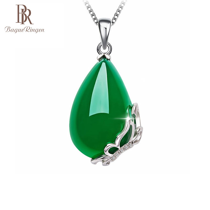 

Begua Ringen Vintage 925 Sterling Silver Emerald Gemstone Pendant Necklace Party Cocktail Jewelry Women Gifts Wholesale