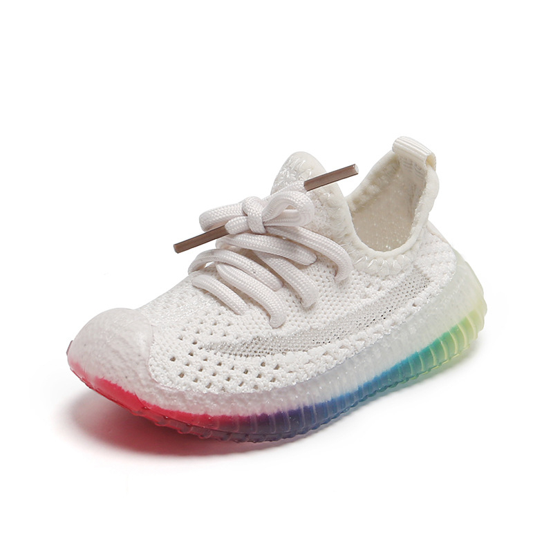 

CNFSNJ spring summer new children's casual shoes boys girls breathable wild sports shoes soft bottom net travel size 16-30, Beige