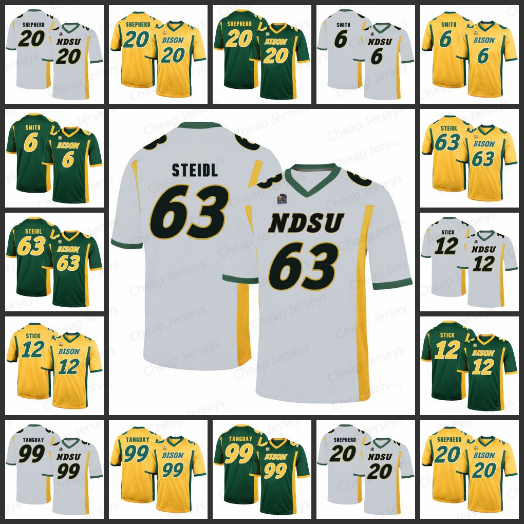 

Mens NDSU Jerseys 20 Shepherd 63 Steidl Smith 12 Stick 99 Tanguay All stitched North Dakota State Bison College Football Jersey, Black