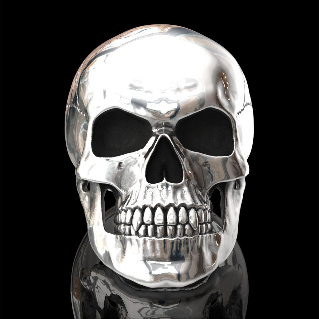 

New Gothic high detail 316L stainless steel glossy skull ring men's punk party jewelry size 6-13
