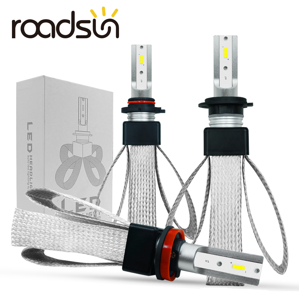 

roadsun Car Headlight Bulb LED H7 H4 H3 H11 9005 9006 9007 880 H27 H4 Led Car Spot Light 60W 6000K Auto Headlamp Automovil Kit