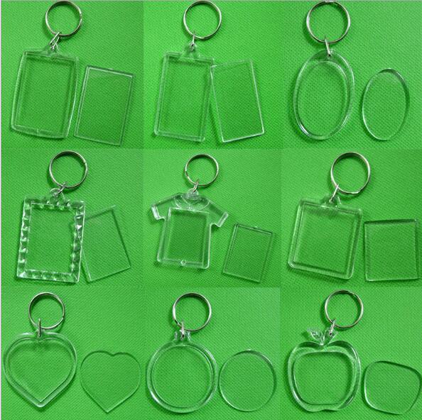 

DIY Acrylic Blank Photo Keychains Shaped Clear Key Chains Insert Photo Plastic Keyrings Photo Frame Free Shipping