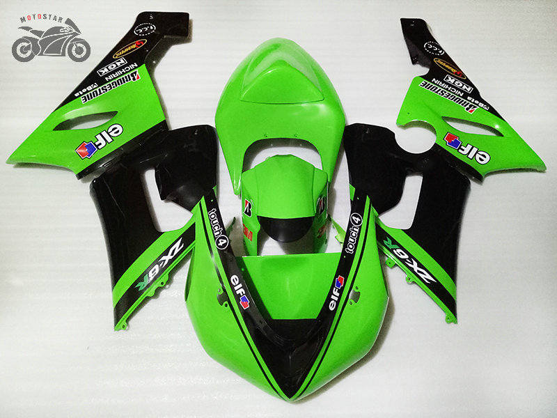 

motocycle fairings set for kawasaki ninja zx6r 636 05 06 zx6r 2005 zx 6r 2006 green black road racing fairing bodywork, Multi-color