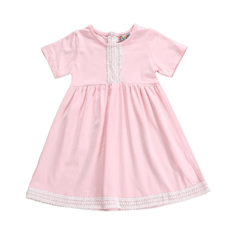 

Summer Girl Lace Dress Cotton Children Dress Simple Kids Dresses for Girls Fashion Girls Clothing, Pink