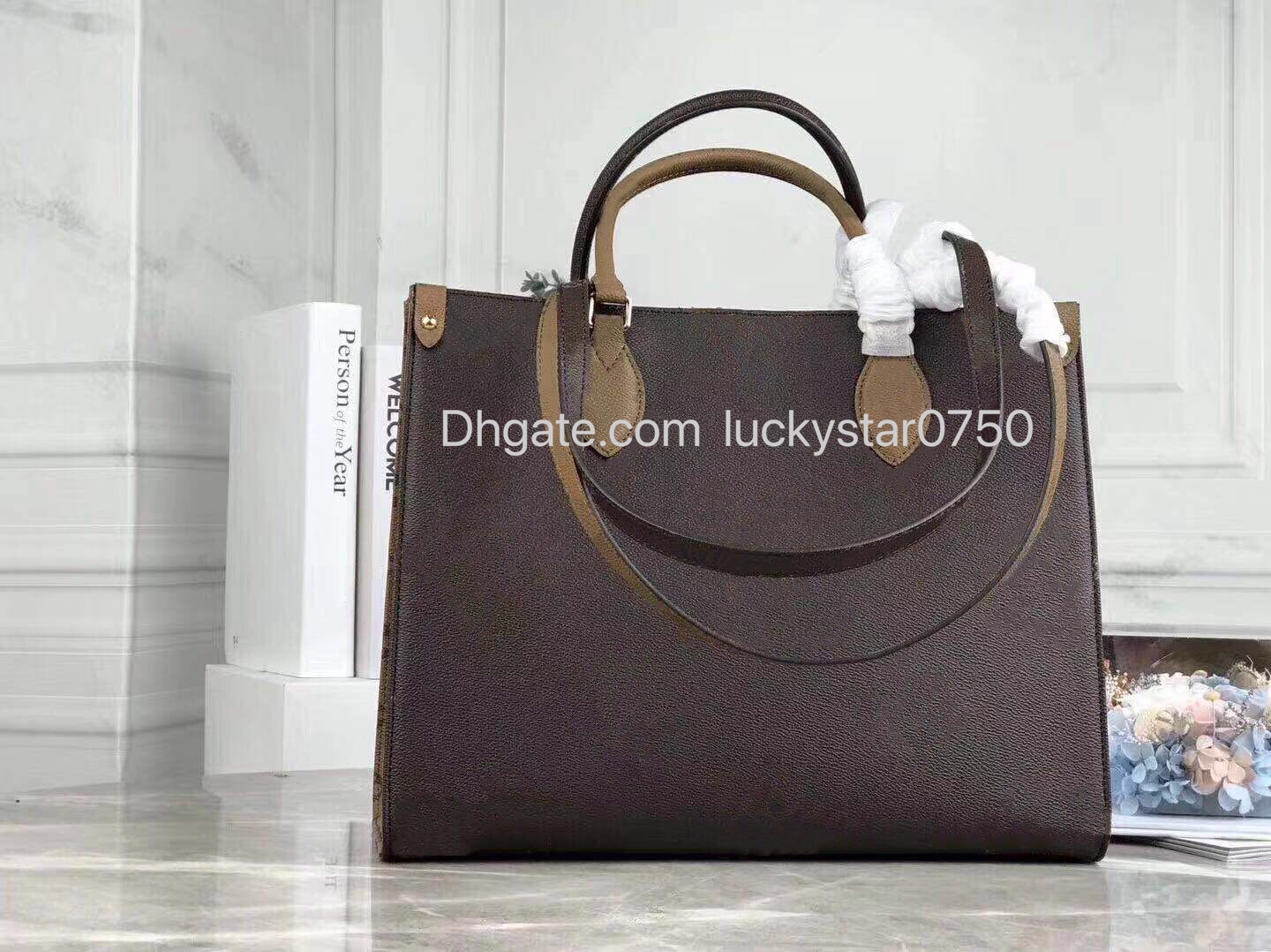 

Wholesale Classic Big Easy Shopping Bag Leather One Shoulder Ladies Tote Bag Ladies Diagonal One Shoulder Storage Square Bag Wallet Briefcas, Brown and khaki flower