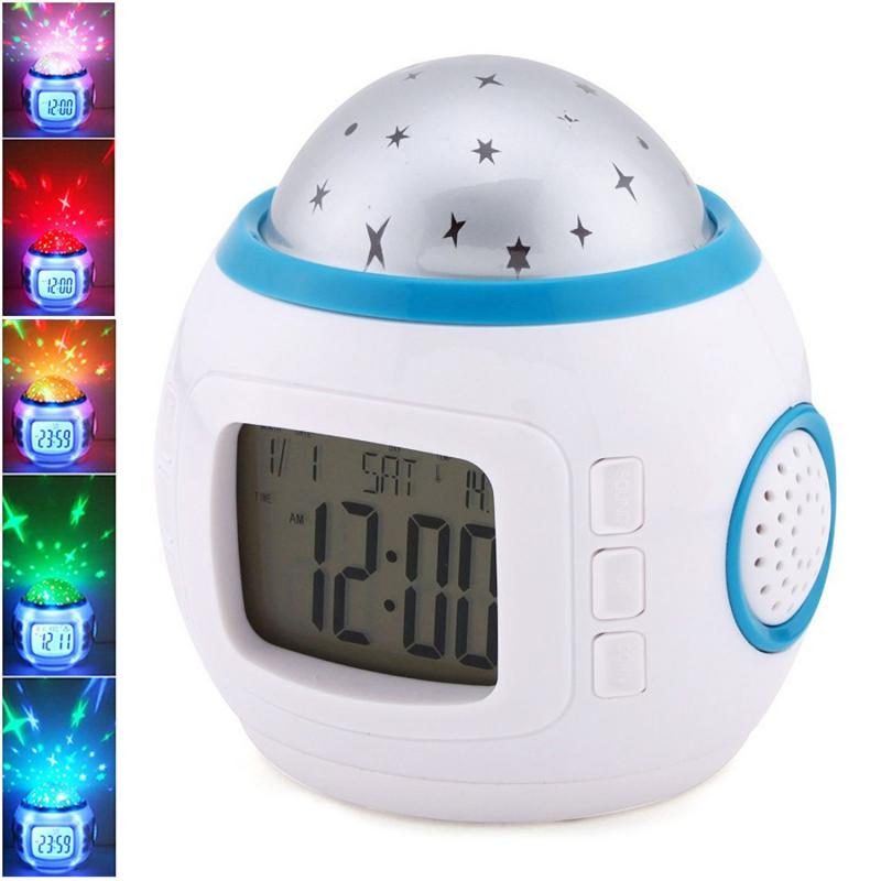 

Led Digital Alarm Clock With Starry Star Projection Music Clock Calendar Table Alarm For Kids Gifts