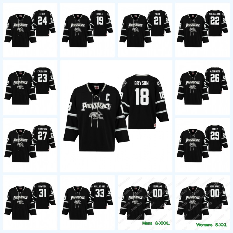 

Providence Friars 18 Jacob Bryson 21 Spenser Young 23 Michael Callahan 26 John McDermott 27 Tyce Thompson 31 Hayden Hawkey Hockey Jersey, Youth s-xl