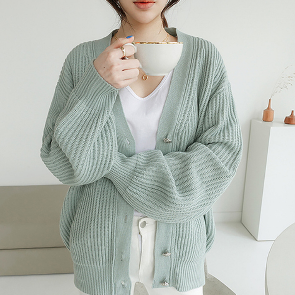 

Women' Sweaters Autumn Winter 2020 Cardigans Knitted Single Breasted Minimalist Casual Solid Loose Tops DB303, Army green