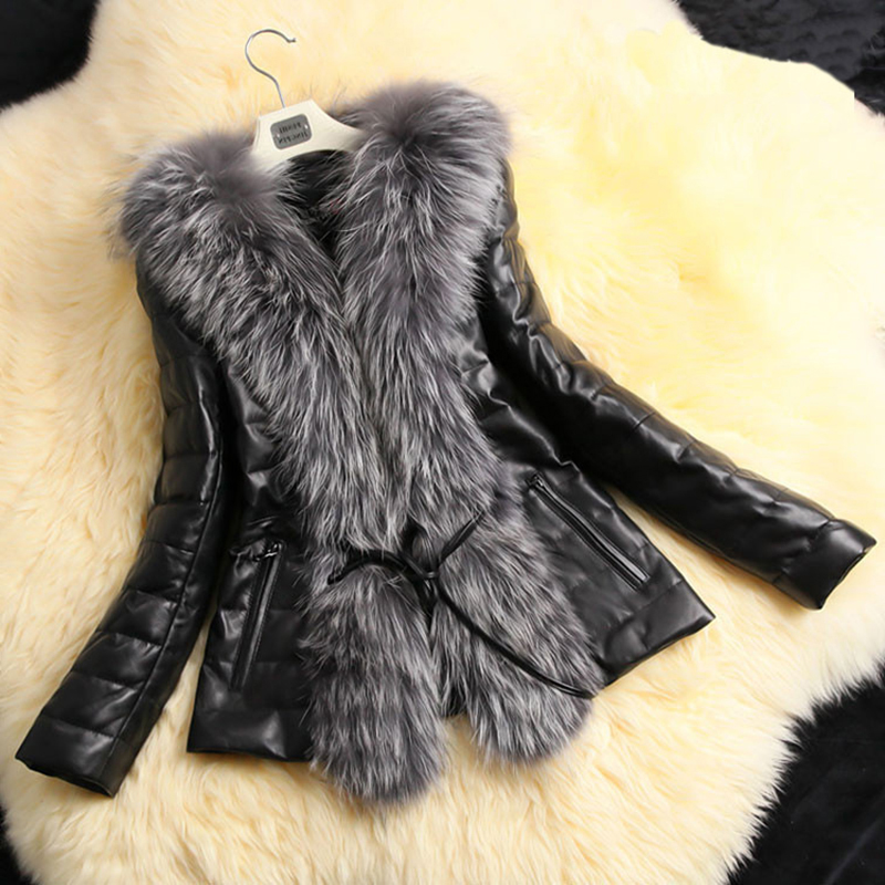 

2019 Autumn Winter Coat Warm Long Sleeve Faux Fur Coat PU Leather Fur Jacket underwear Plus Size 5X Black manteau femme hiver