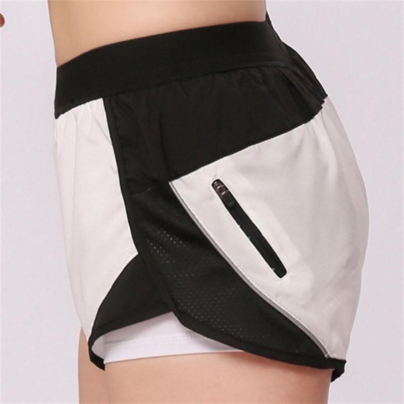 

2020 new zipper sports yoga shorts women summer running fitness breathable thin sports casual shorts, Black