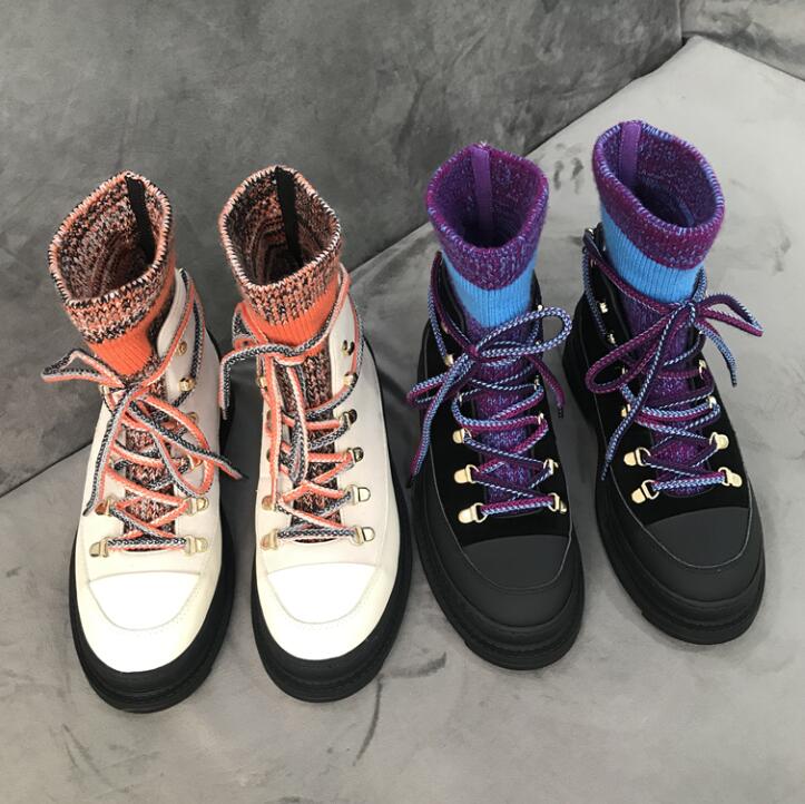 

2019 Winter Women luxurious Stovepipe Socks Boots Star Print Elastic Slim Leg Crochet Boot Lady Wool Booties