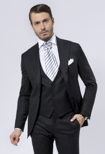 

Handsome Groomsmen Peak Lapel Groom Tuxedos Mens Wedding Dress Man Jacket Blazer Prom Dinner 3 Piece Suit(Jacket+Pants+Tie+Vest) AA107, Same as image