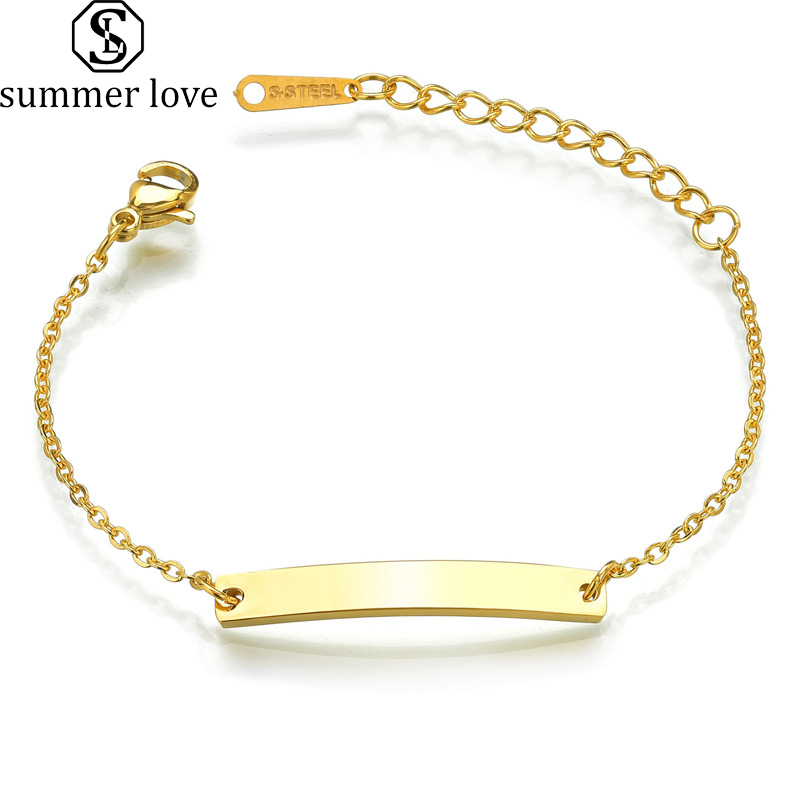 

Stainless Steel Bracelets Can Engraved Personalized Name Adjustable Bracelet Gold Color Charm Children Bracelets Love Jewelry Gifts