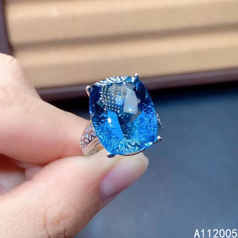 

Cluster Rings KJJEAXCMY Fine Jewelry 925 Sterling Silver Inlaid Natural Blue Topaz Adjustable Female Ring Exquisite Support Test Selling
